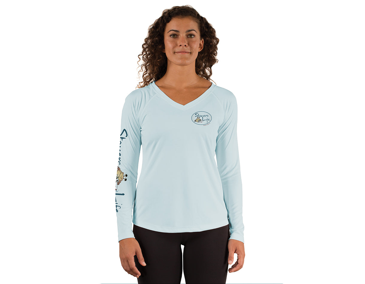 Ladies Solar Performance Long Sleeve V-Neck - Indica