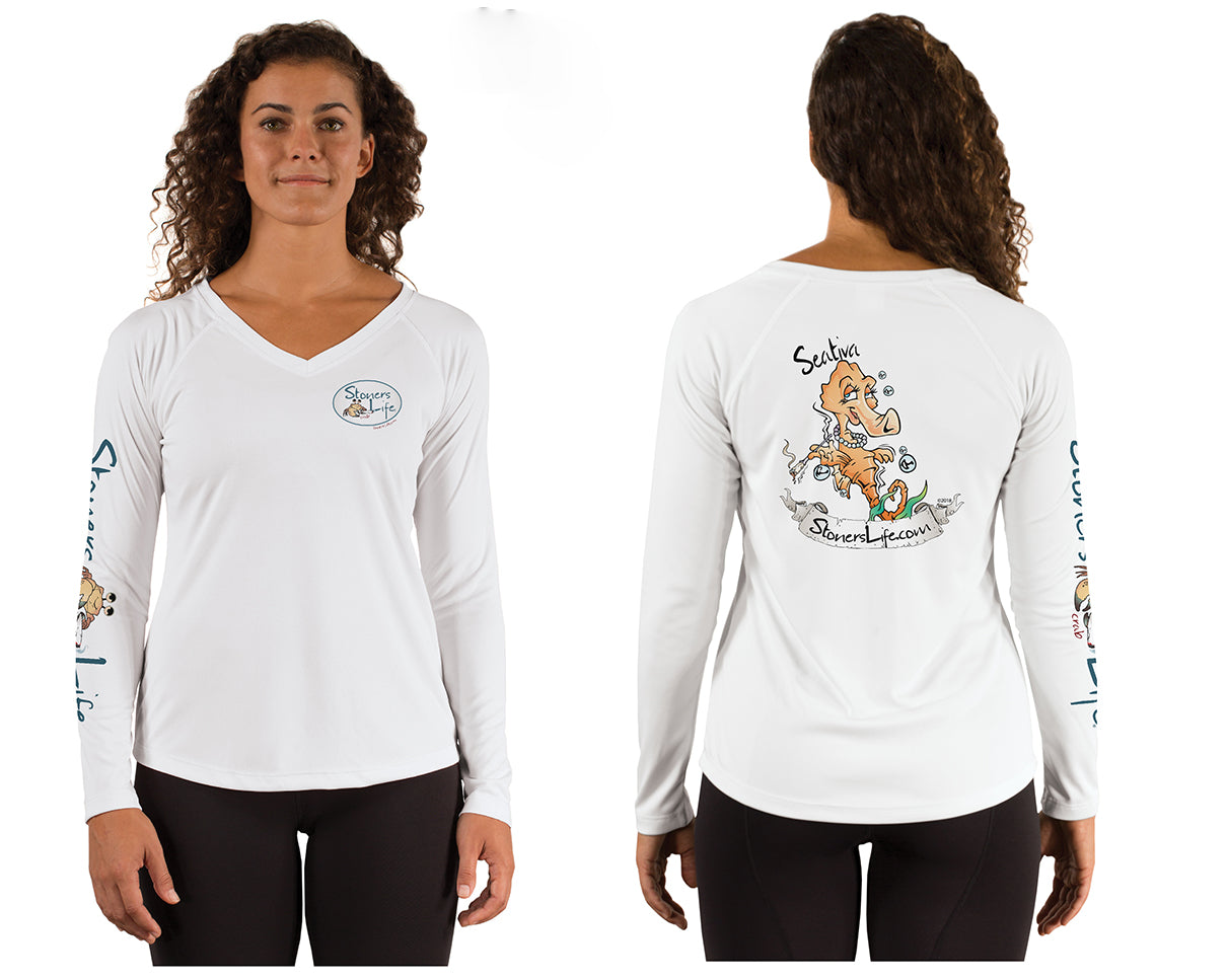 Ladies Solar Performance Long Sleeve V-Neck - Seativa