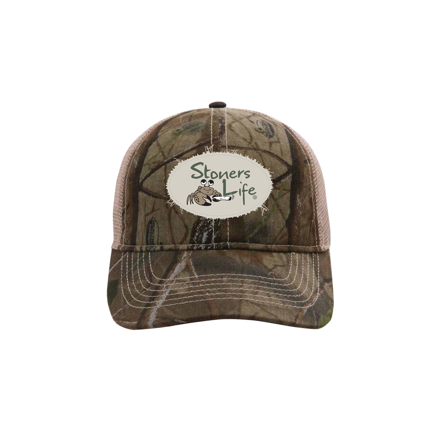 Camo Mid Fit Unstructured Hat, Distressed Snap Back
